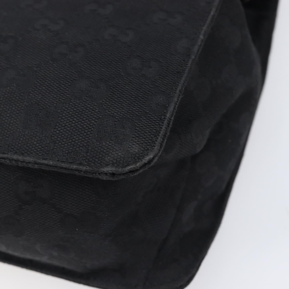 GUCCI GG Canvas Shoulder Bag Black Silver 120841 Auth 204749A