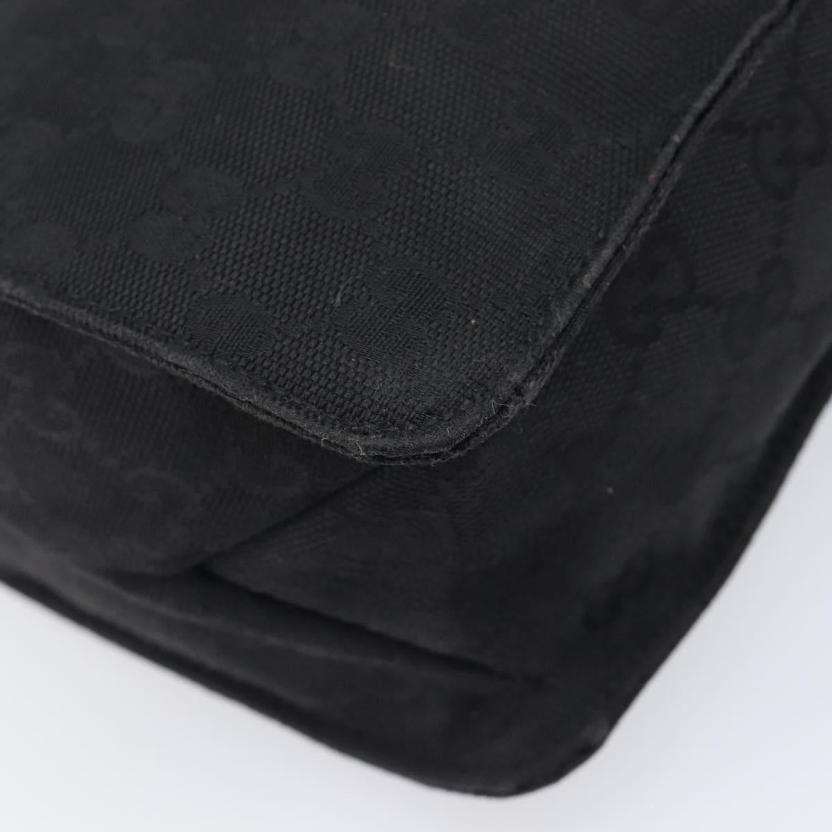GUCCI GG Canvas Shoulder Bag Black Silver 120841 Auth 204749A