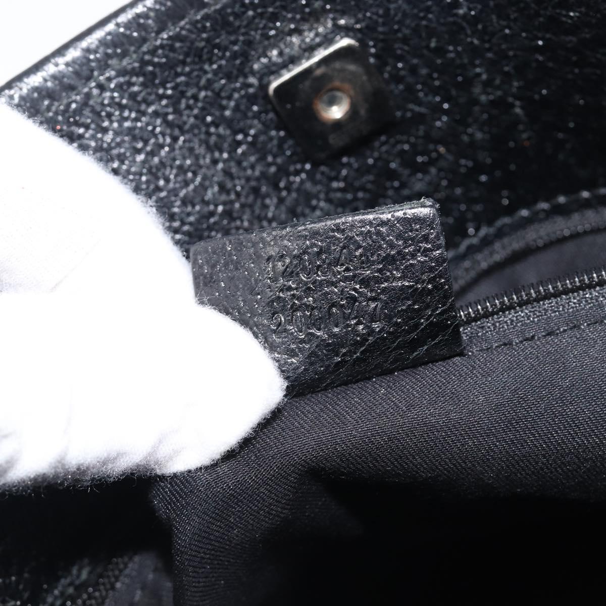 GUCCI GG Canvas Shoulder Bag Black Silver 120841 Auth 204749A