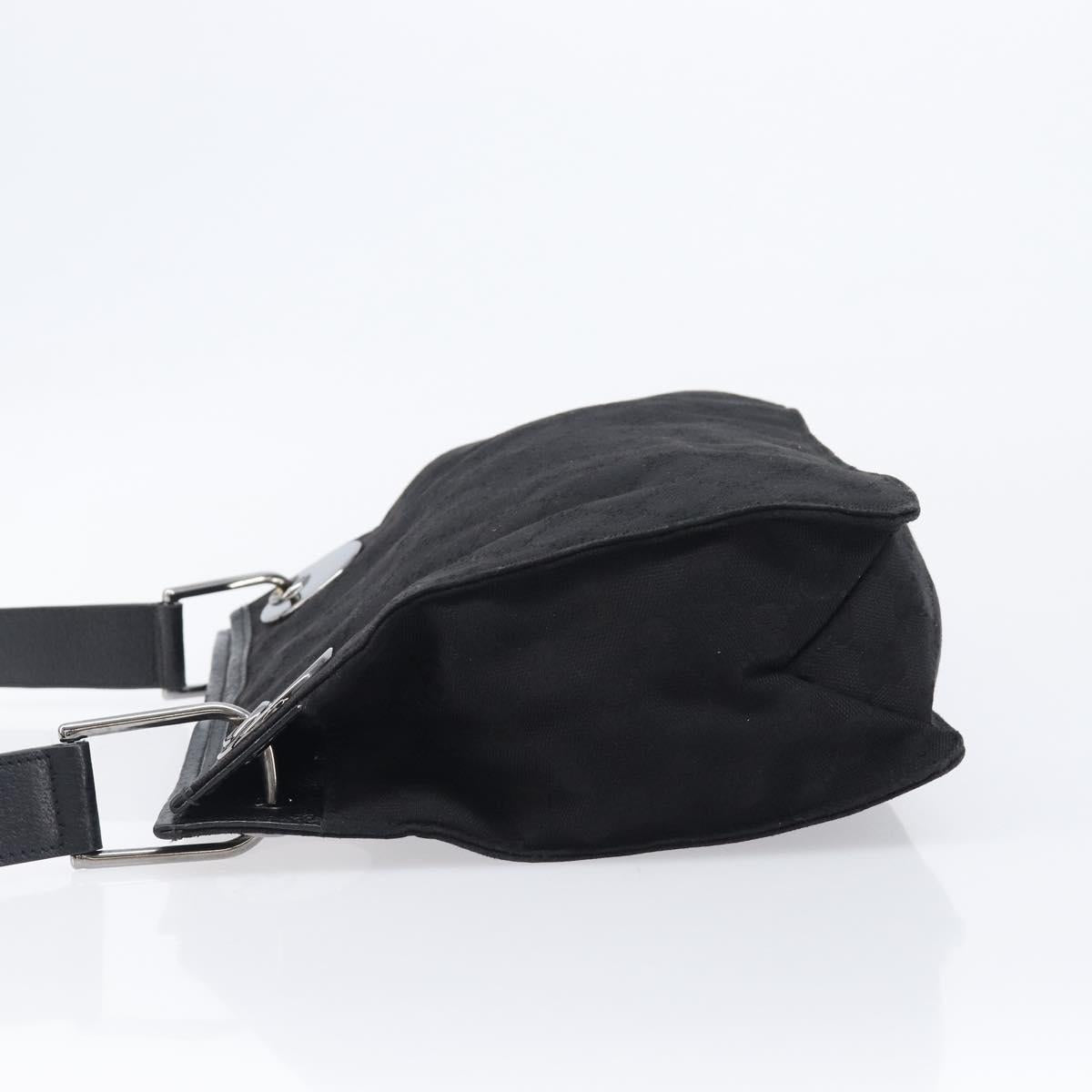 GUCCI GG Canvas Shoulder Bag Black Silver 120841 Auth 204749A