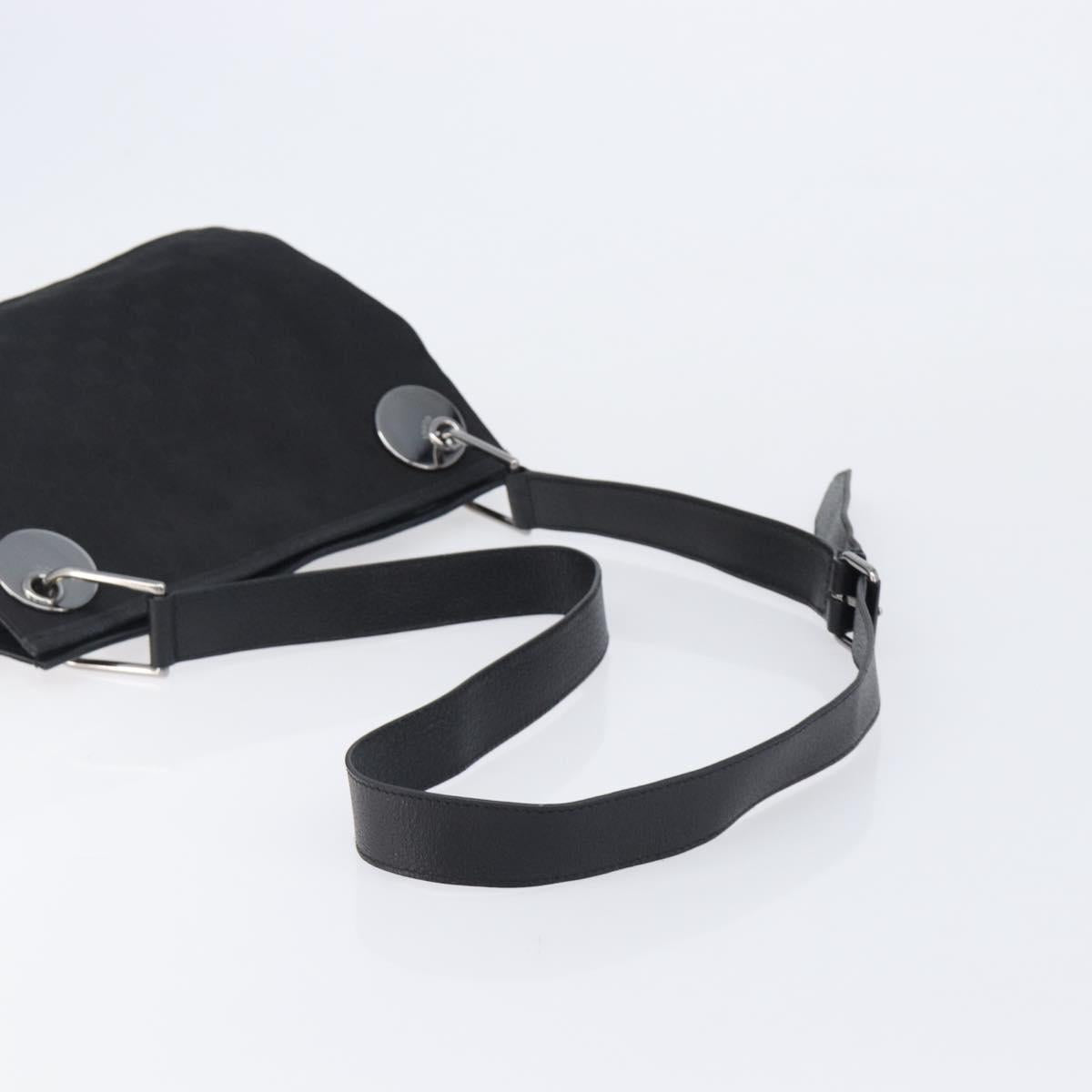 GUCCI GG Canvas Shoulder Bag Black Silver 120841 Auth 204749A