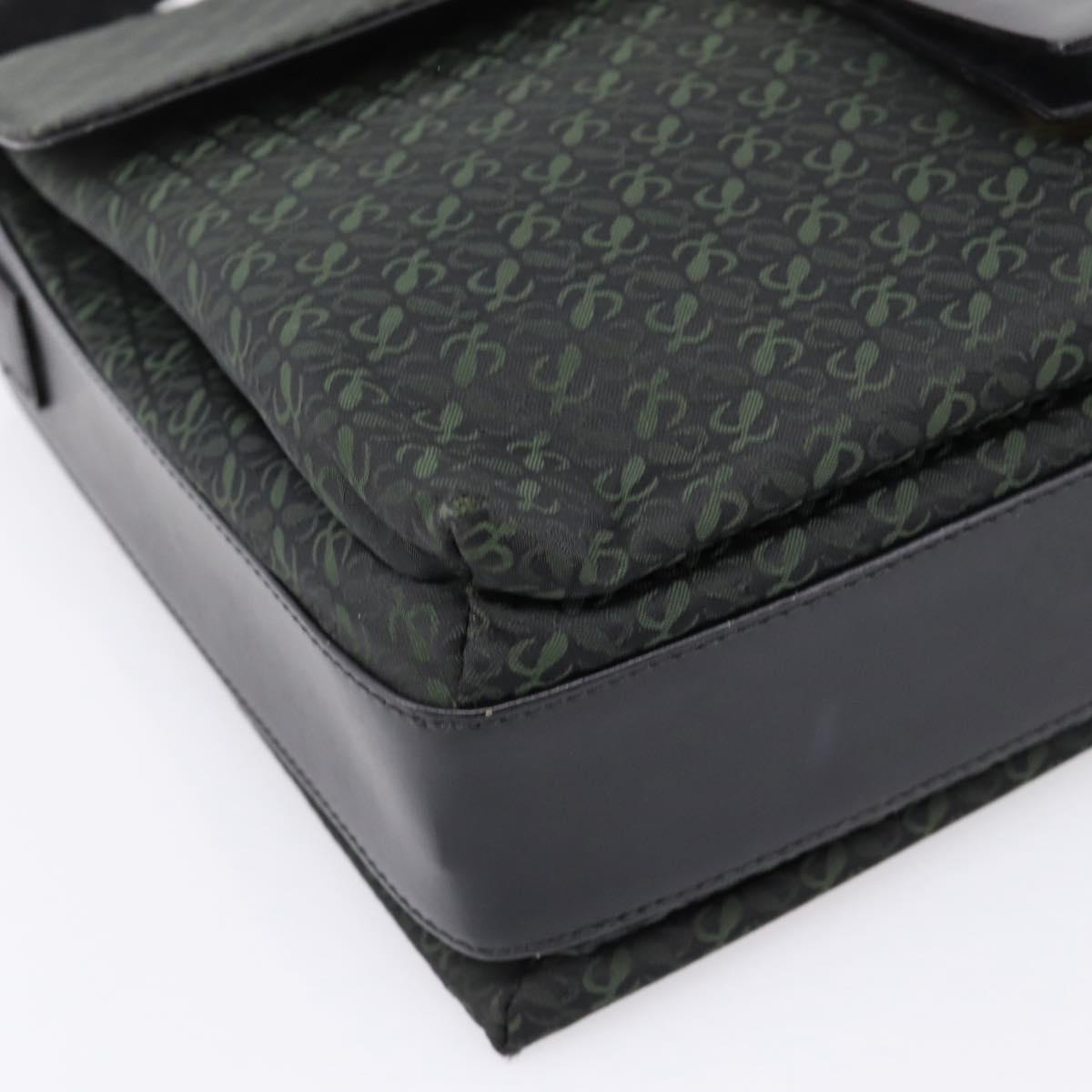 LOEWE Shoulder Bag Canvas Green Gold Tone Auth 204750V