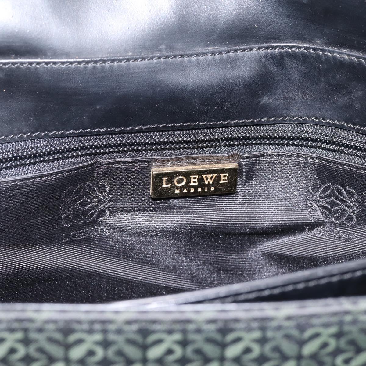 LOEWE Shoulder Bag Canvas Green Gold Tone Auth 204750V