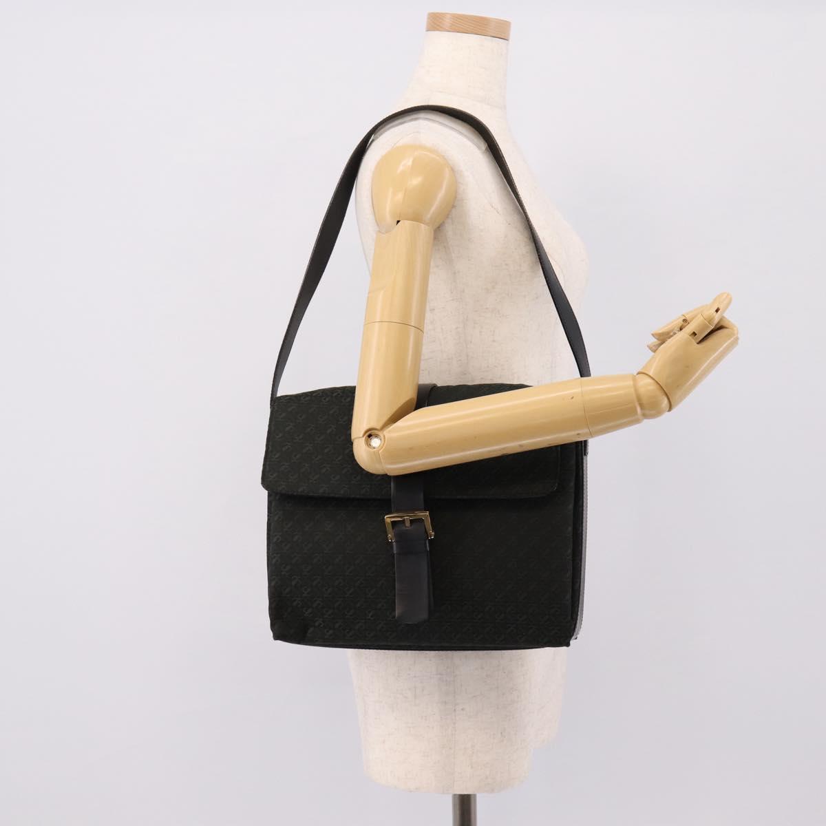 LOEWE Shoulder Bag Canvas Green Gold Tone Auth 204750V