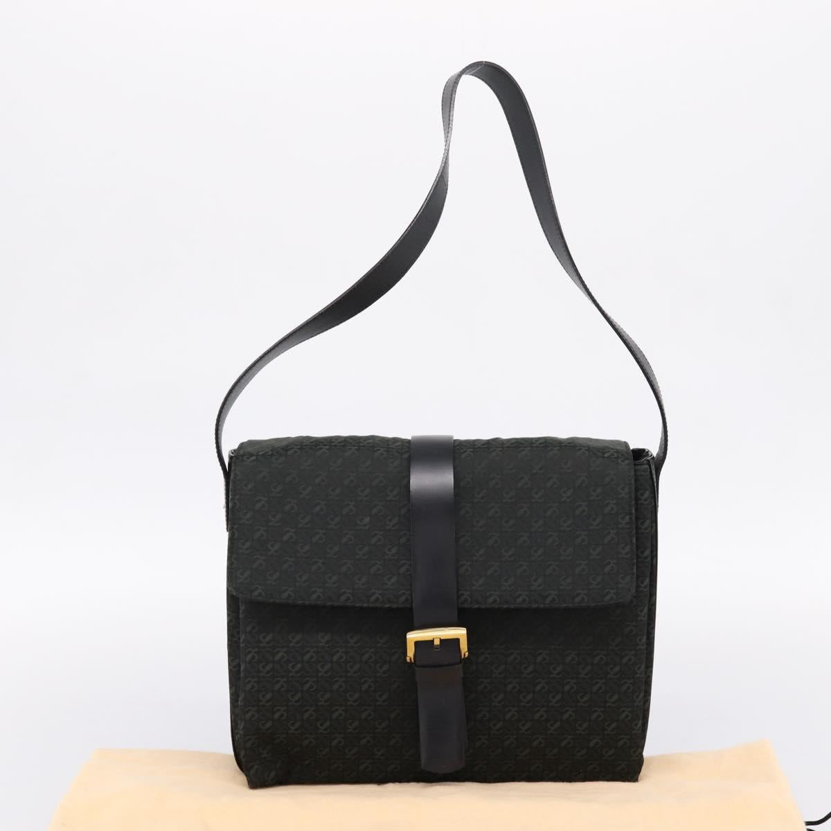 LOEWE Shoulder Bag Canvas Green Gold Tone Auth 204750V