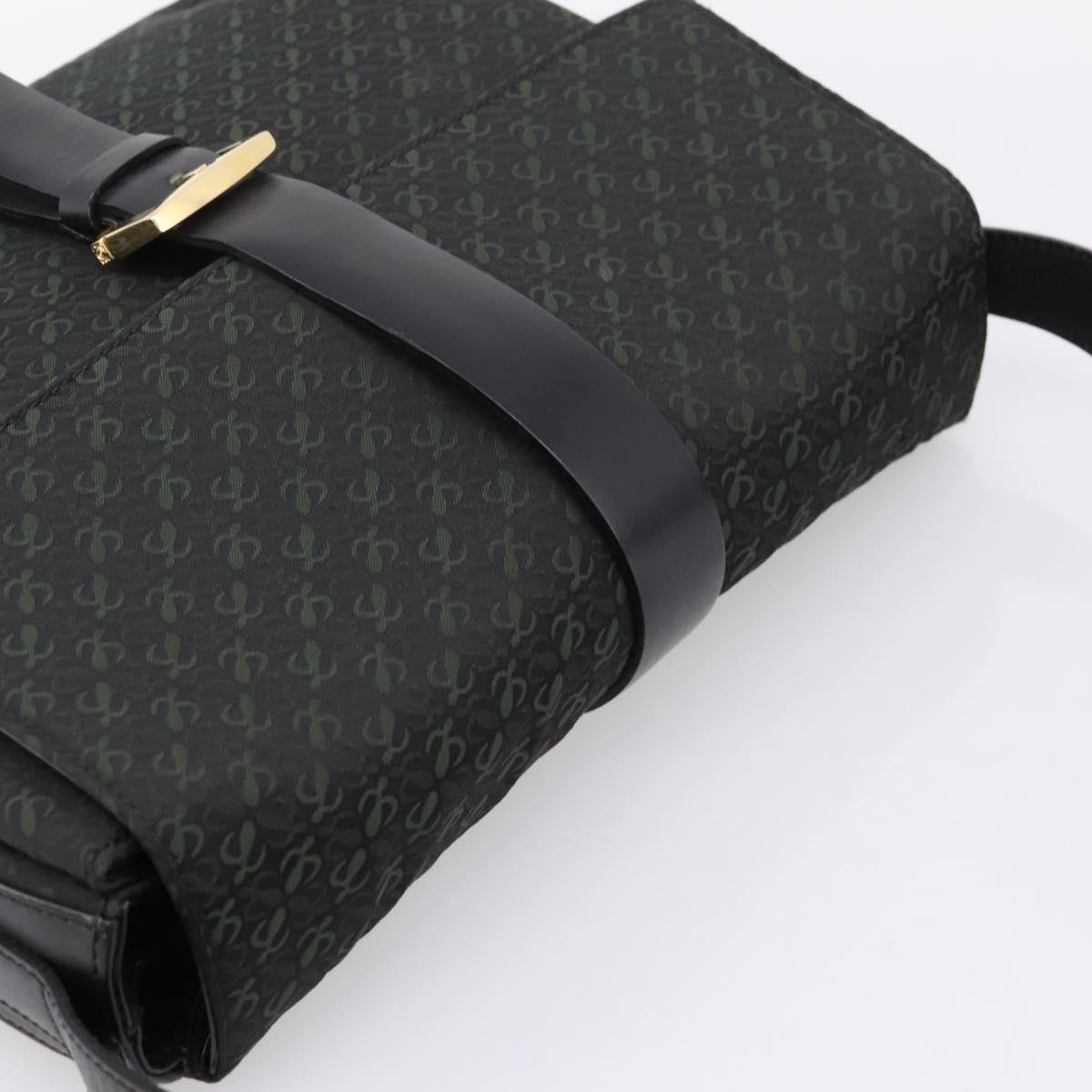 LOEWE Shoulder Bag Canvas Green Gold Tone Auth 204750V