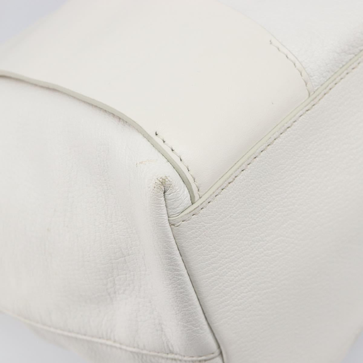 Miu Miu Tote Bag Leather White Silver Auth 204751A