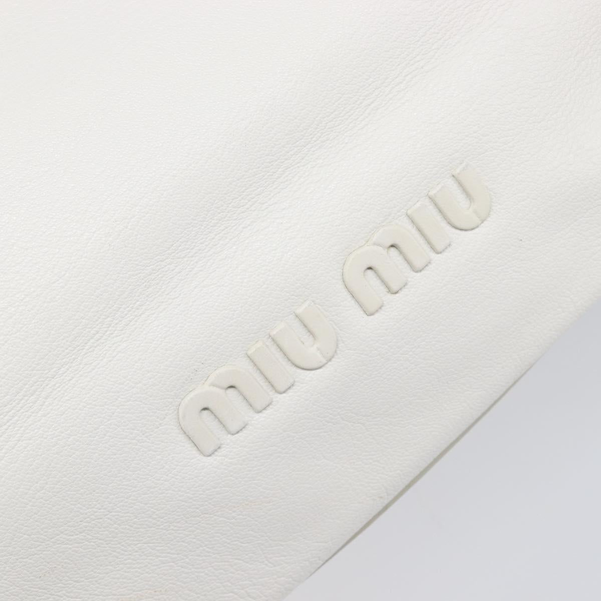 Miu Miu Tote Bag Leather White Silver Auth 204751A