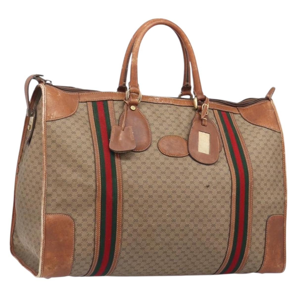 GUCCI Micro GG Supreme Web Sherry Line Bag PVC Beige 012 067 1125 Auth 204752