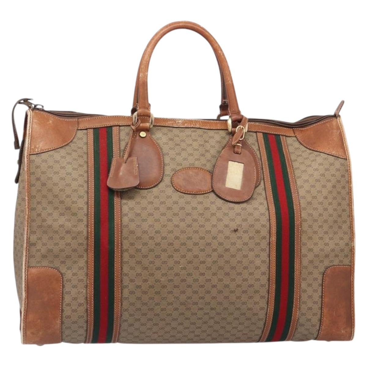 GUCCI Micro GG Supreme Web Sherry Line Bag PVC Beige 012 067 1125 Auth 204752