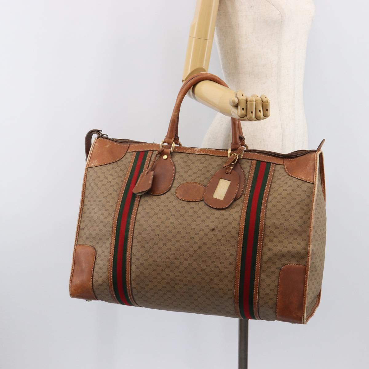 GUCCI Micro GG Supreme Web Sherry Line Bag PVC Beige 012 067 1125 Auth 204752
