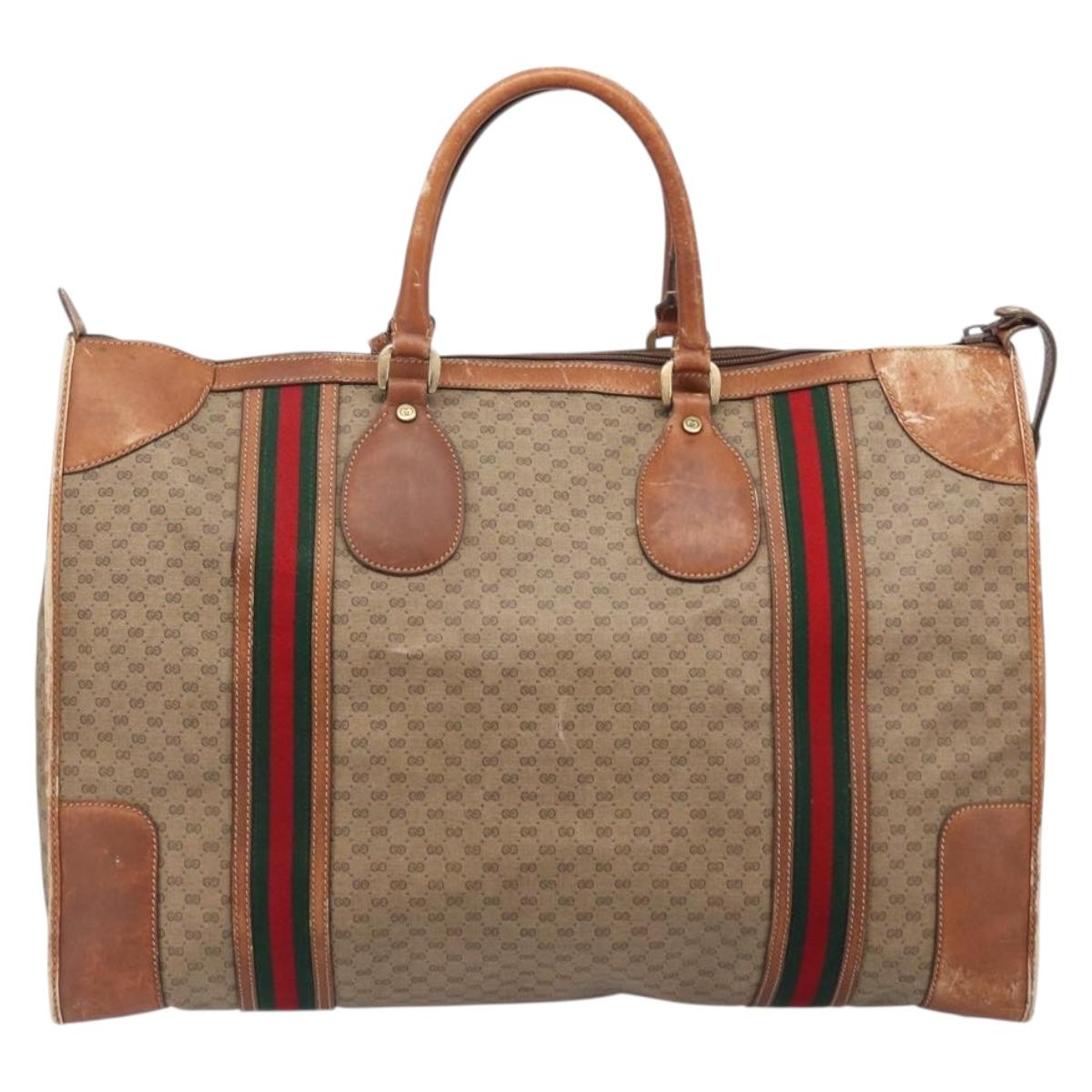 GUCCI Micro GG Supreme Web Sherry Line Bag PVC Beige 012 067 1125 Auth 204752