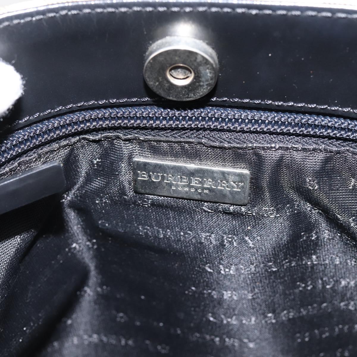 BURBERRY Nova Check Hand Bag PVC Beige Silver Auth 204754