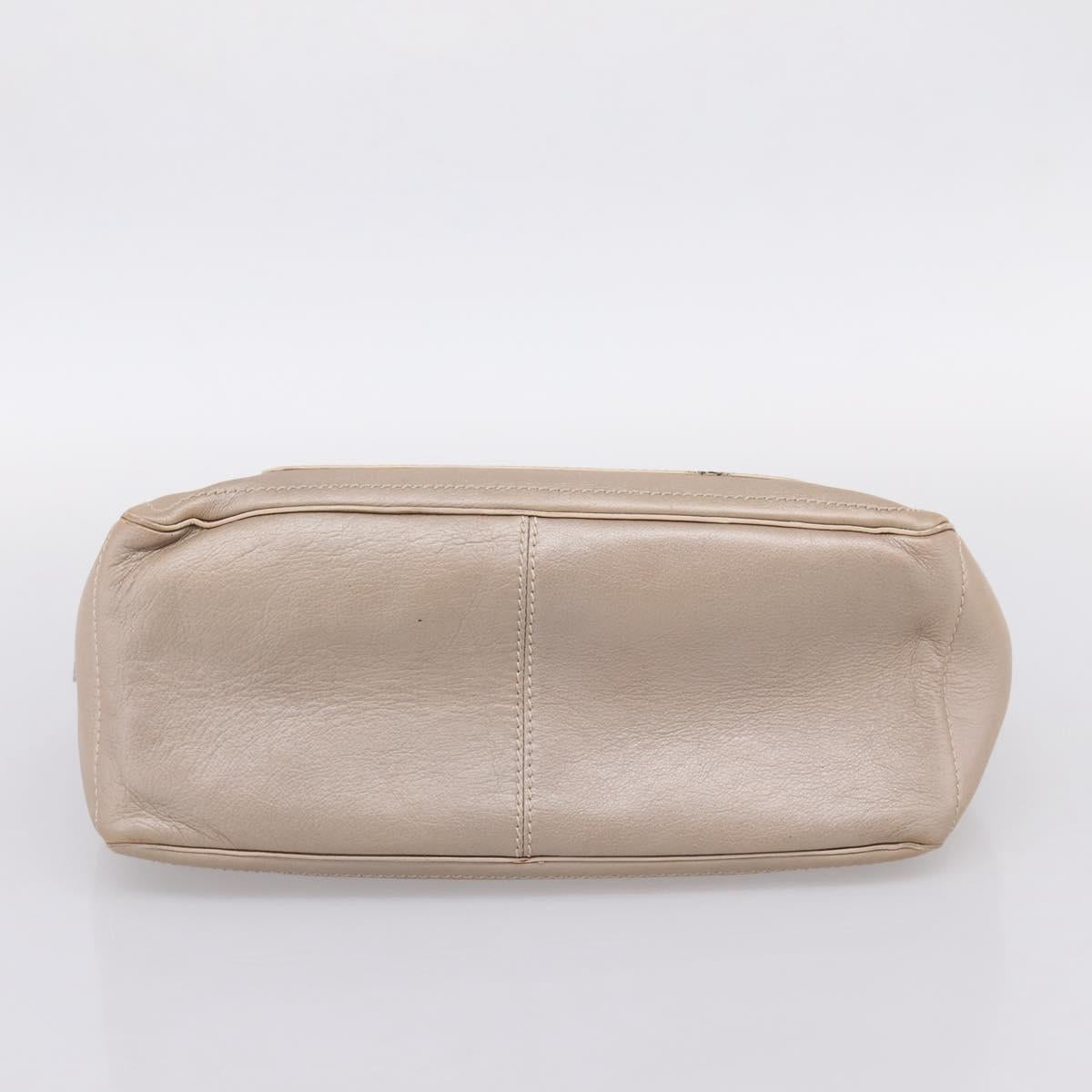CELINE Boogie Bag Hand Bag Leather Beige Silver Auth 204756