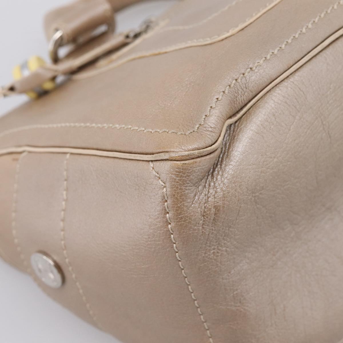 CELINE Boogie Bag Hand Bag Leather Beige Silver Auth 204756