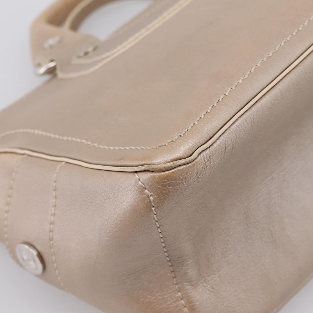 CELINE Boogie Bag Hand Bag Leather Beige Silver Auth 204756