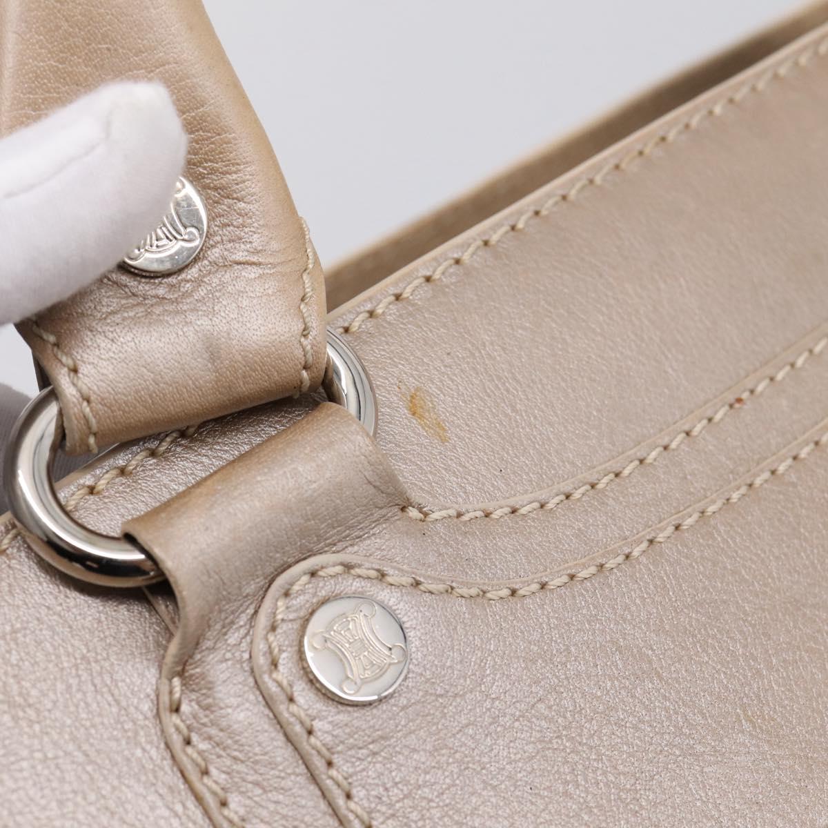 CELINE Boogie Bag Hand Bag Leather Beige Silver Auth 204756