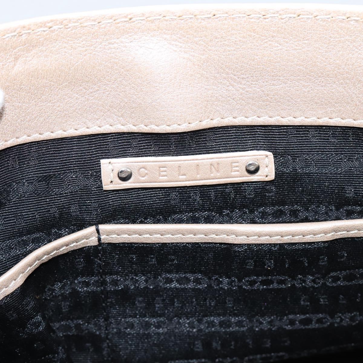 CELINE Boogie Bag Hand Bag Leather Beige Silver Auth 204756