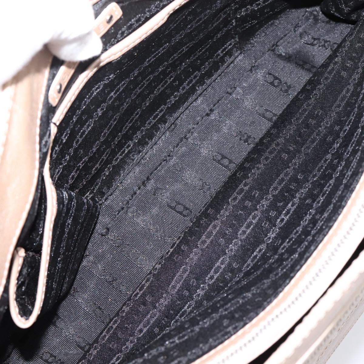 CELINE Boogie Bag Hand Bag Leather Beige Silver Auth 204756