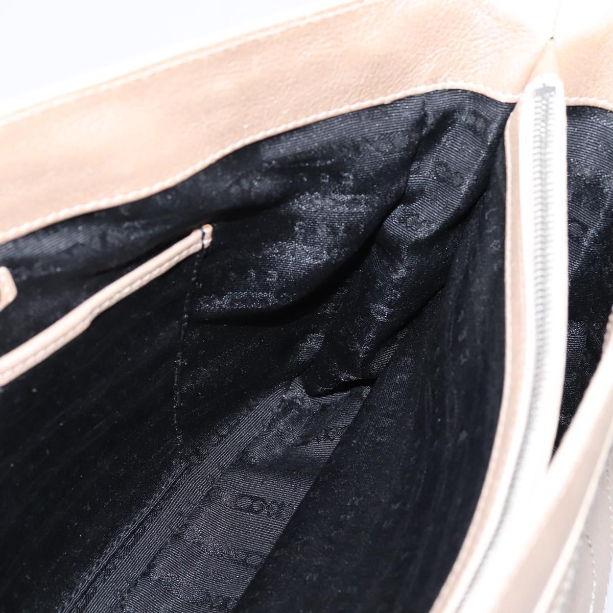 CELINE Boogie Bag Hand Bag Leather Beige Silver Auth 204756