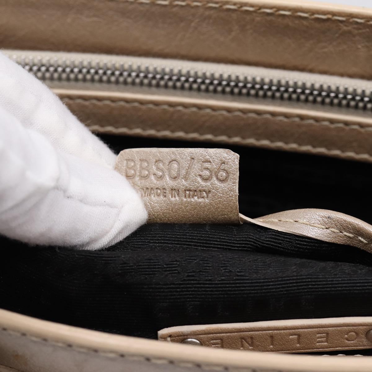 CELINE Boogie Bag Hand Bag Leather Beige Silver Auth 204756