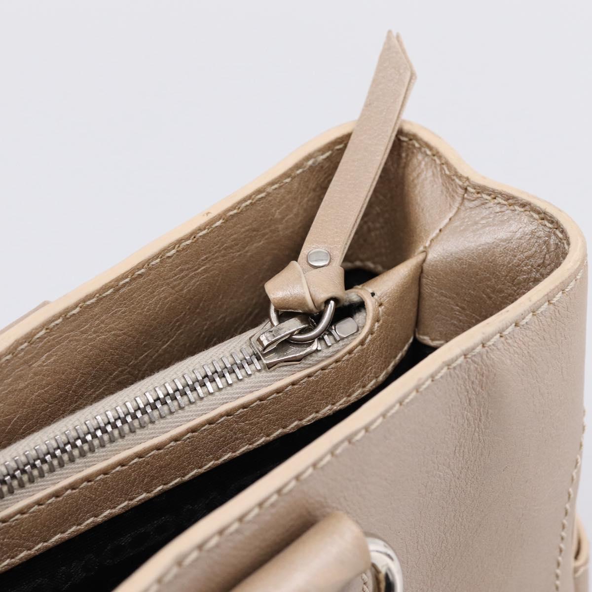 CELINE Boogie Bag Hand Bag Leather Beige Silver Auth 204756