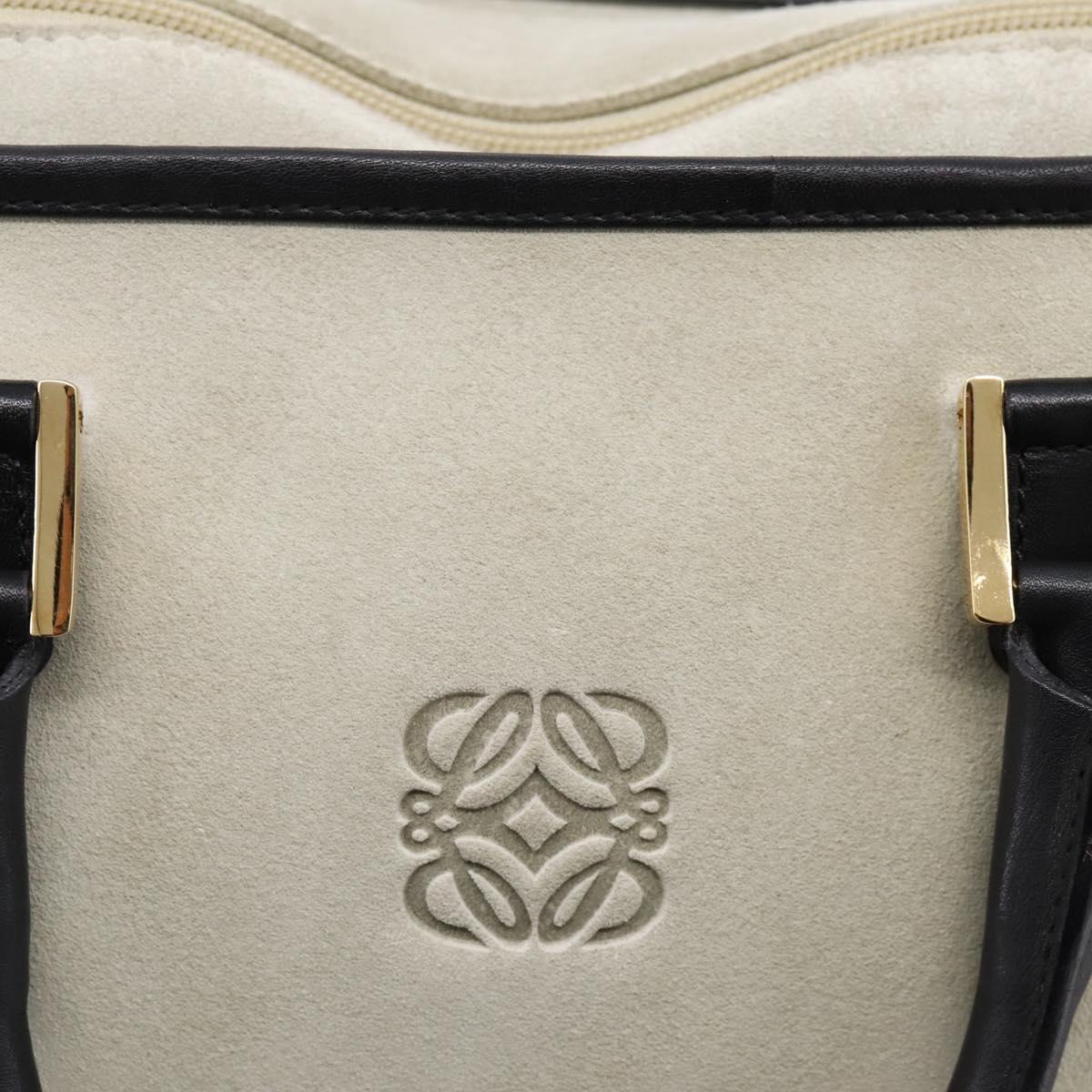 LOEWE Amazona 32 Hand Bag Suede Beige Gold Auth 204758
