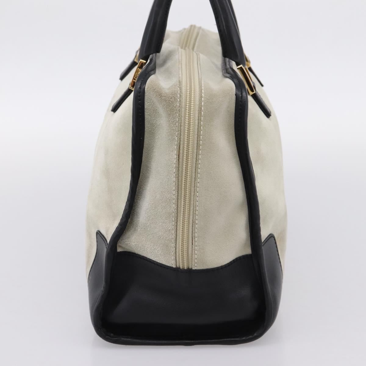 LOEWE Amazona 32 Hand Bag Suede Beige Gold Auth 204758