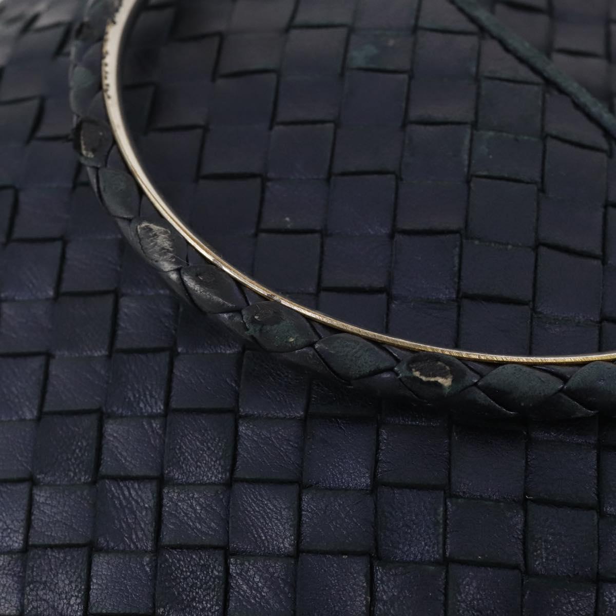 BOTTEGA VENETA INTRECCIATO Hand Bag Leather Navy Gold Auth 204759