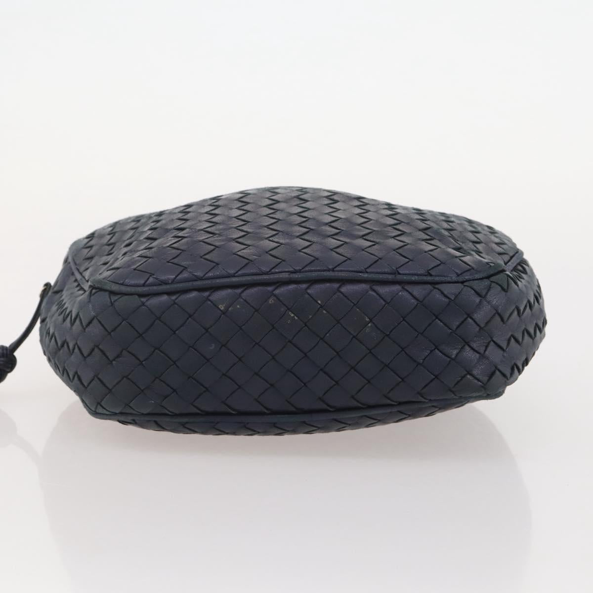 BOTTEGA VENETA INTRECCIATO Hand Bag Leather Navy Gold Auth 204759