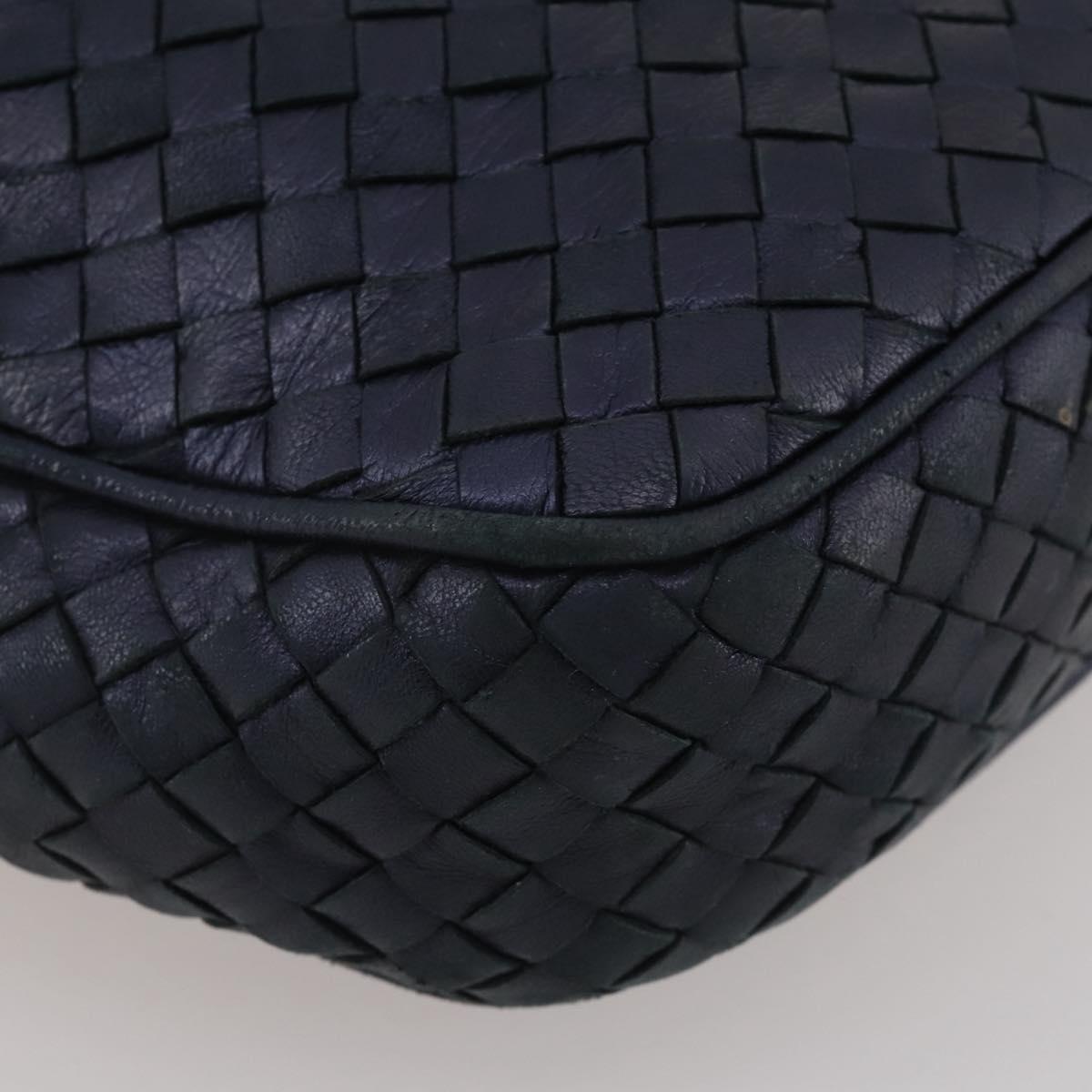 BOTTEGA VENETA INTRECCIATO Hand Bag Leather Navy Gold Auth 204759