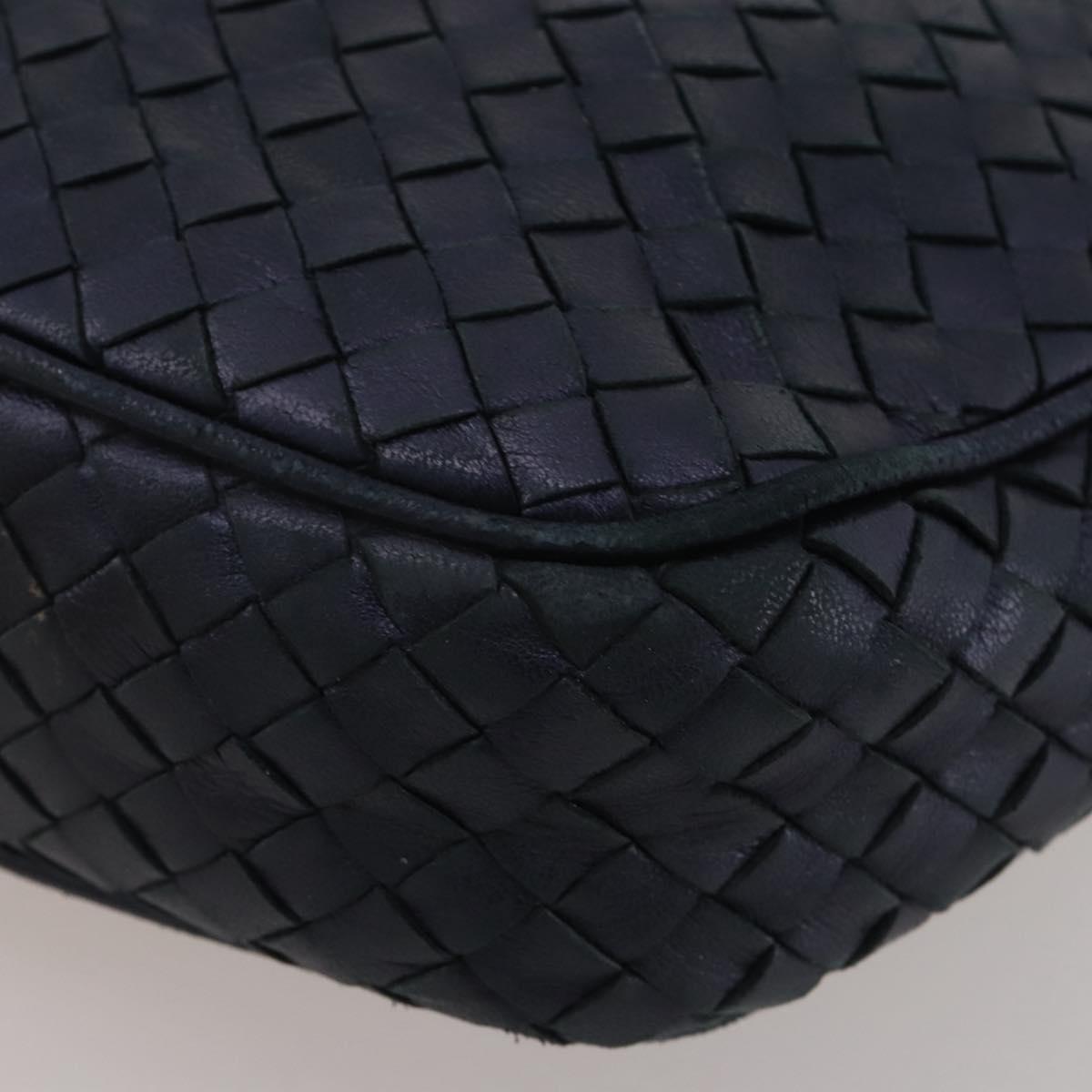 BOTTEGA VENETA INTRECCIATO Hand Bag Leather Navy Gold Auth 204759