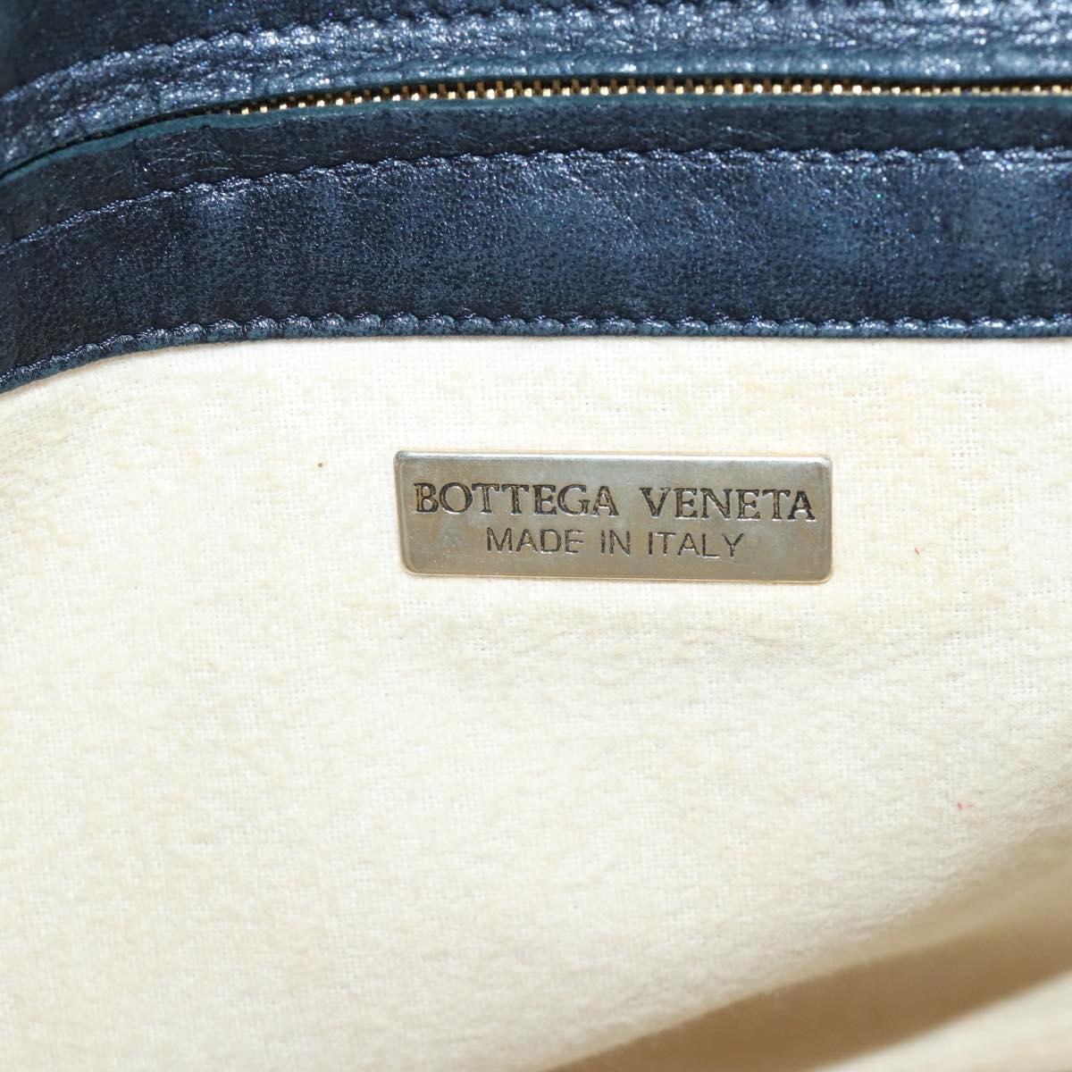 BOTTEGA VENETA INTRECCIATO Hand Bag Leather Navy Gold Auth 204759
