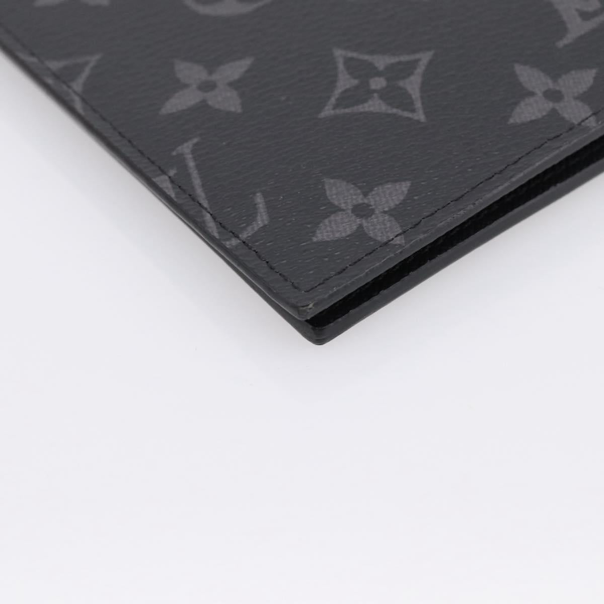 LOUIS VUITTON Monogram Eclipse Couverture Passpole NM Case M64501 Auth 204763V