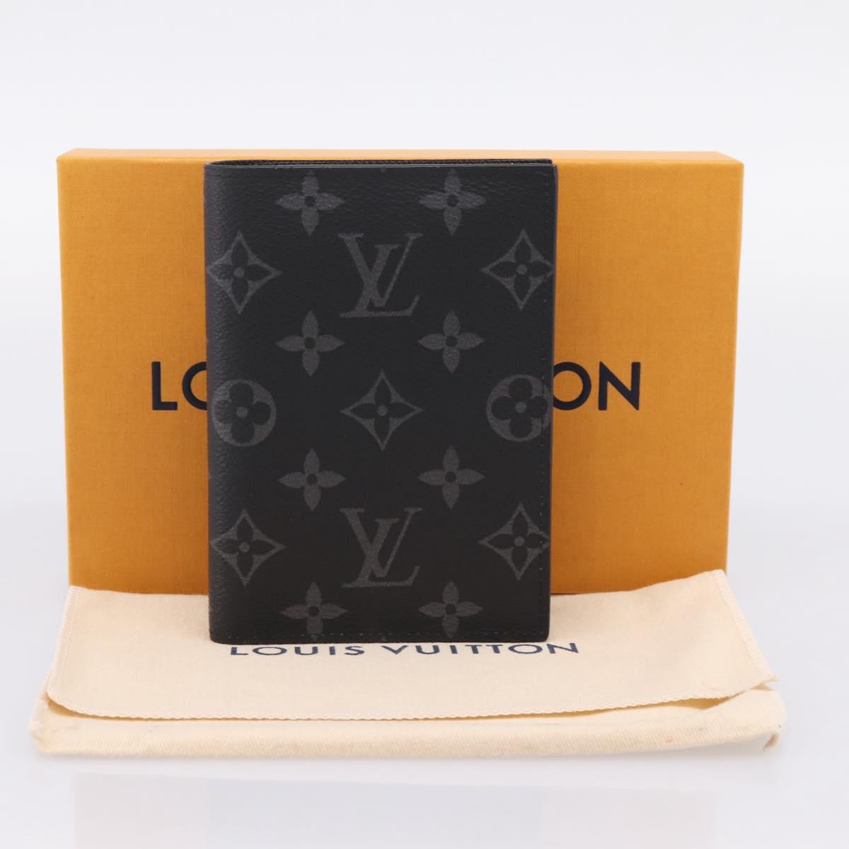 LOUIS VUITTON Monogram Eclipse Couverture Passpole NM Case M64501 Auth 204763V