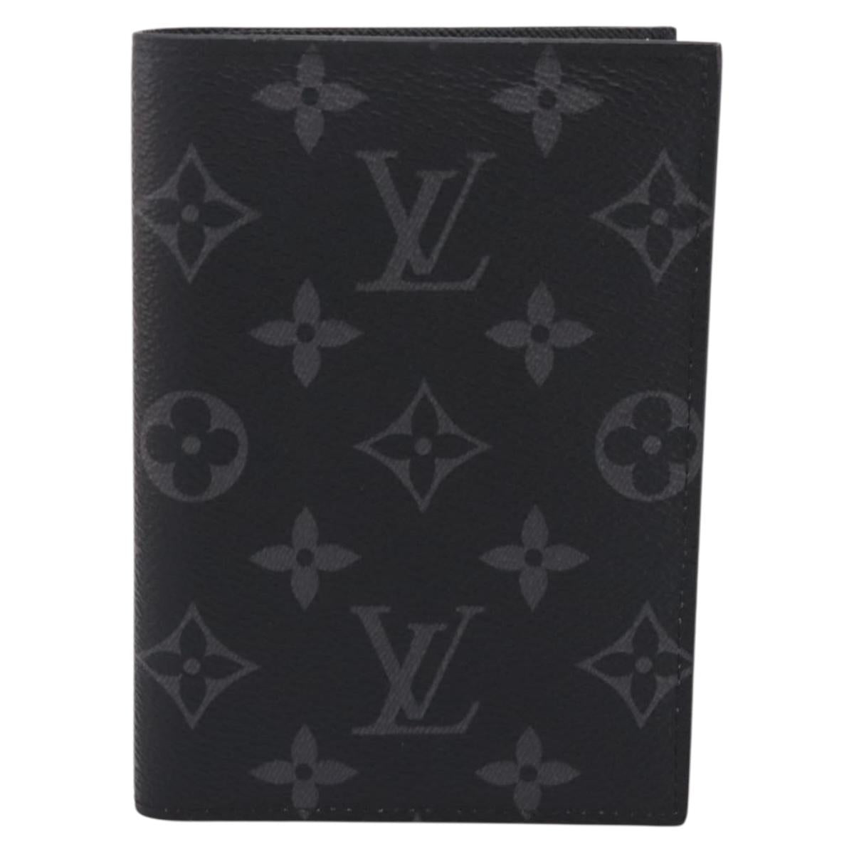 LOUIS VUITTON Monogram Eclipse Couverture Passpole NM Case M64501 Auth 204763V