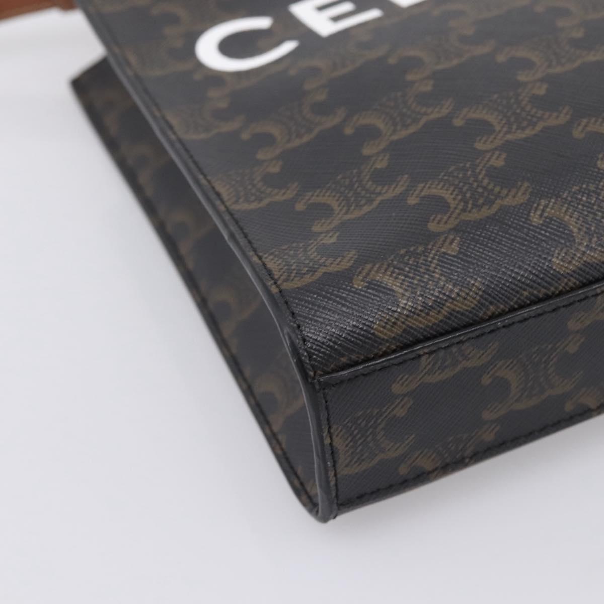 CELINE Triomphe Mini Vertical Cabas Hand Bag PVC 2way Black Gold Auth 204764V