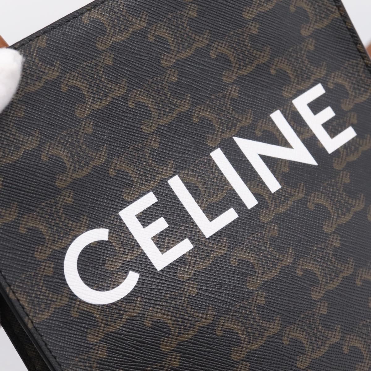 CELINE Triomphe Mini Vertical Cabas Hand Bag PVC 2way Black Gold Auth 204764V