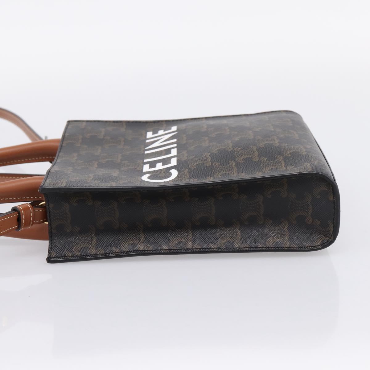 CELINE Triomphe Mini Vertical Cabas Hand Bag PVC 2way Black Gold Auth 204764V