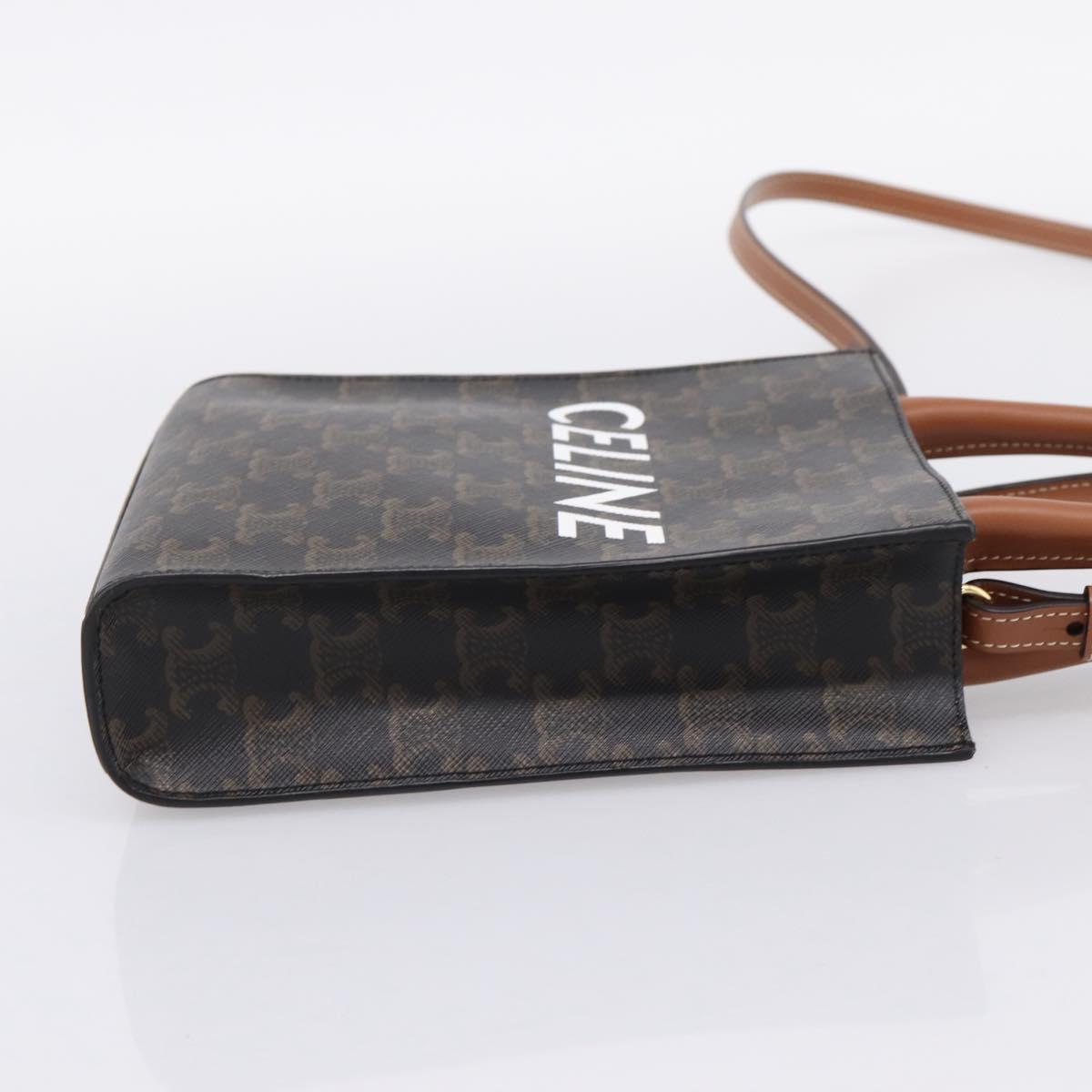 CELINE Triomphe Mini Vertical Cabas Hand Bag PVC 2way Black Gold Auth 204764V