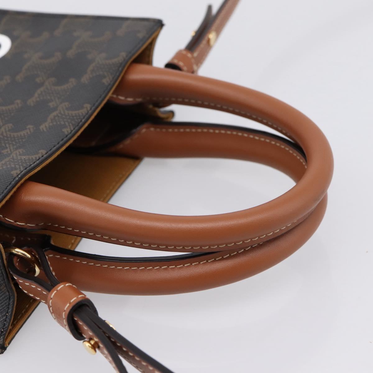 CELINE Triomphe Mini Vertical Cabas Hand Bag PVC 2way Black Gold Auth 204764V