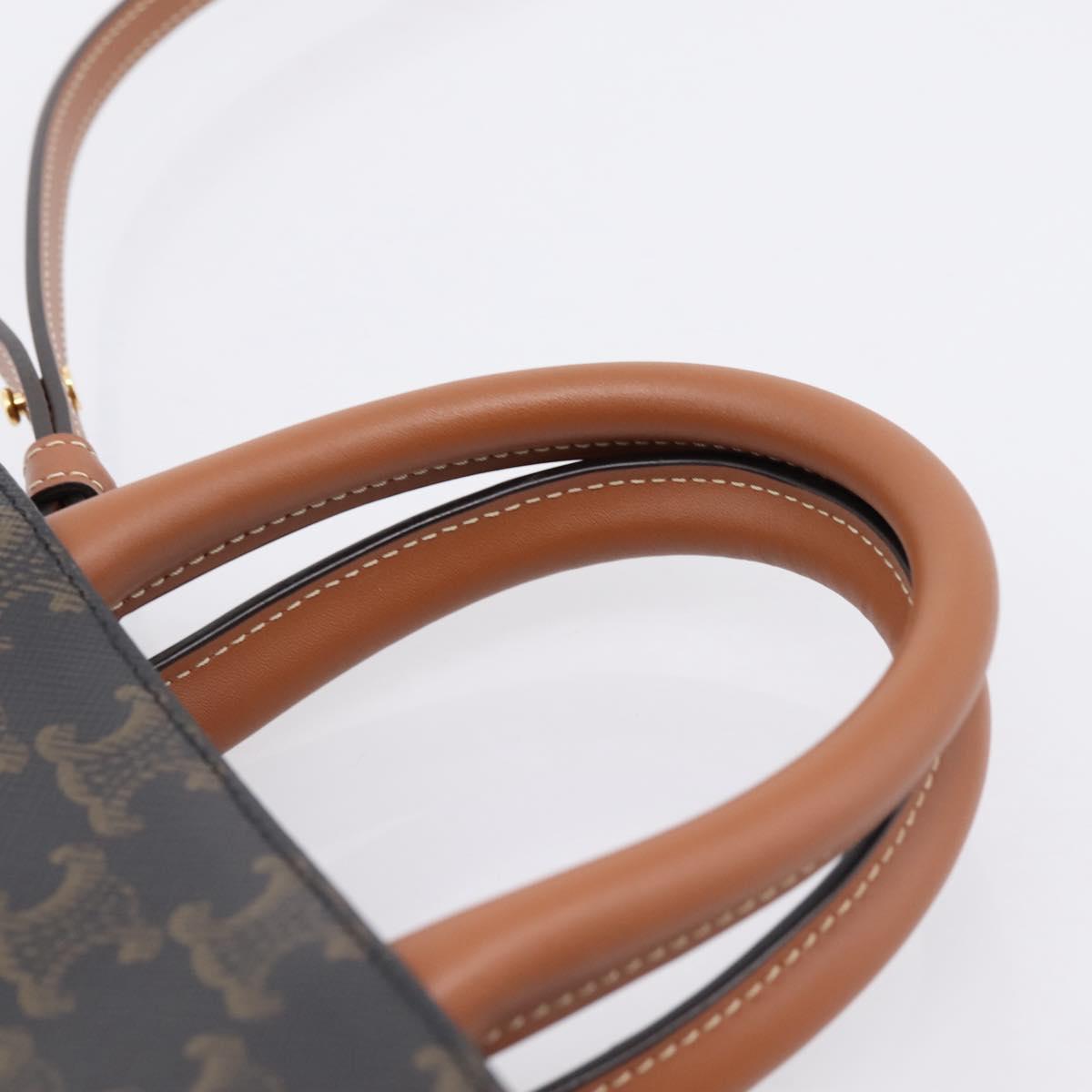 CELINE Triomphe Mini Vertical Cabas Hand Bag PVC 2way Black Gold Auth 204764V