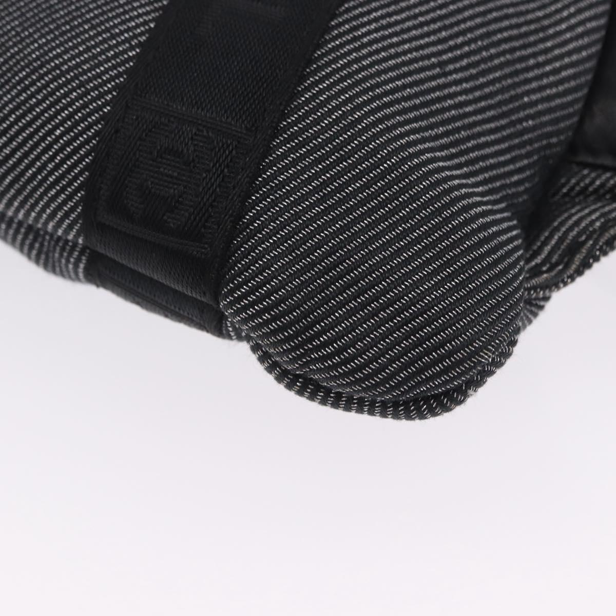 CHANEL Sports Line Waist Bag Canvas Black Silver CC Auth 204767V