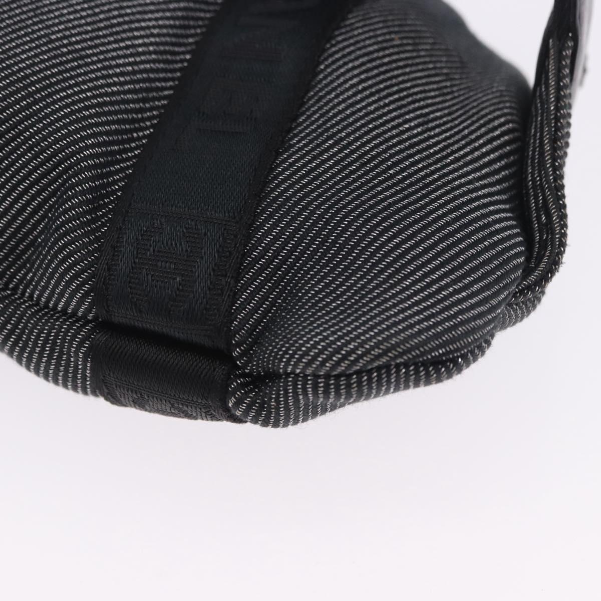 CHANEL Sports Line Waist Bag Canvas Black Silver CC Auth 204767V