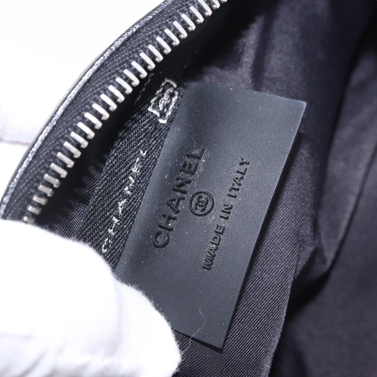CHANEL Sports Line Waist Bag Canvas Black Silver CC Auth 204767V