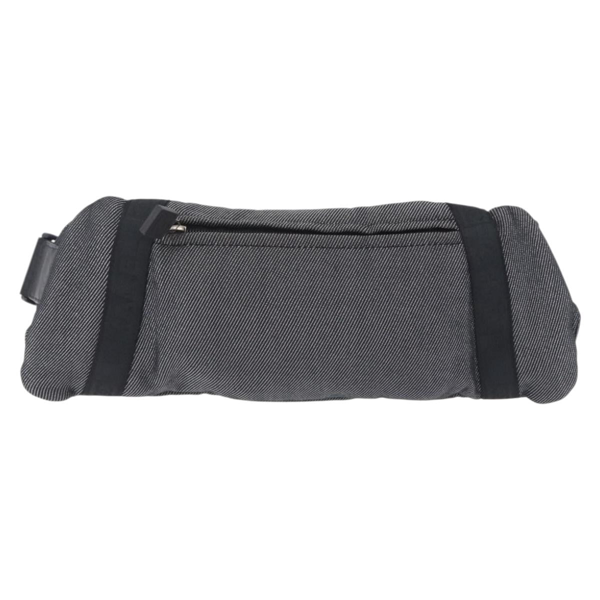 CHANEL Sports Line Waist Bag Canvas Black Silver CC Auth 204767V