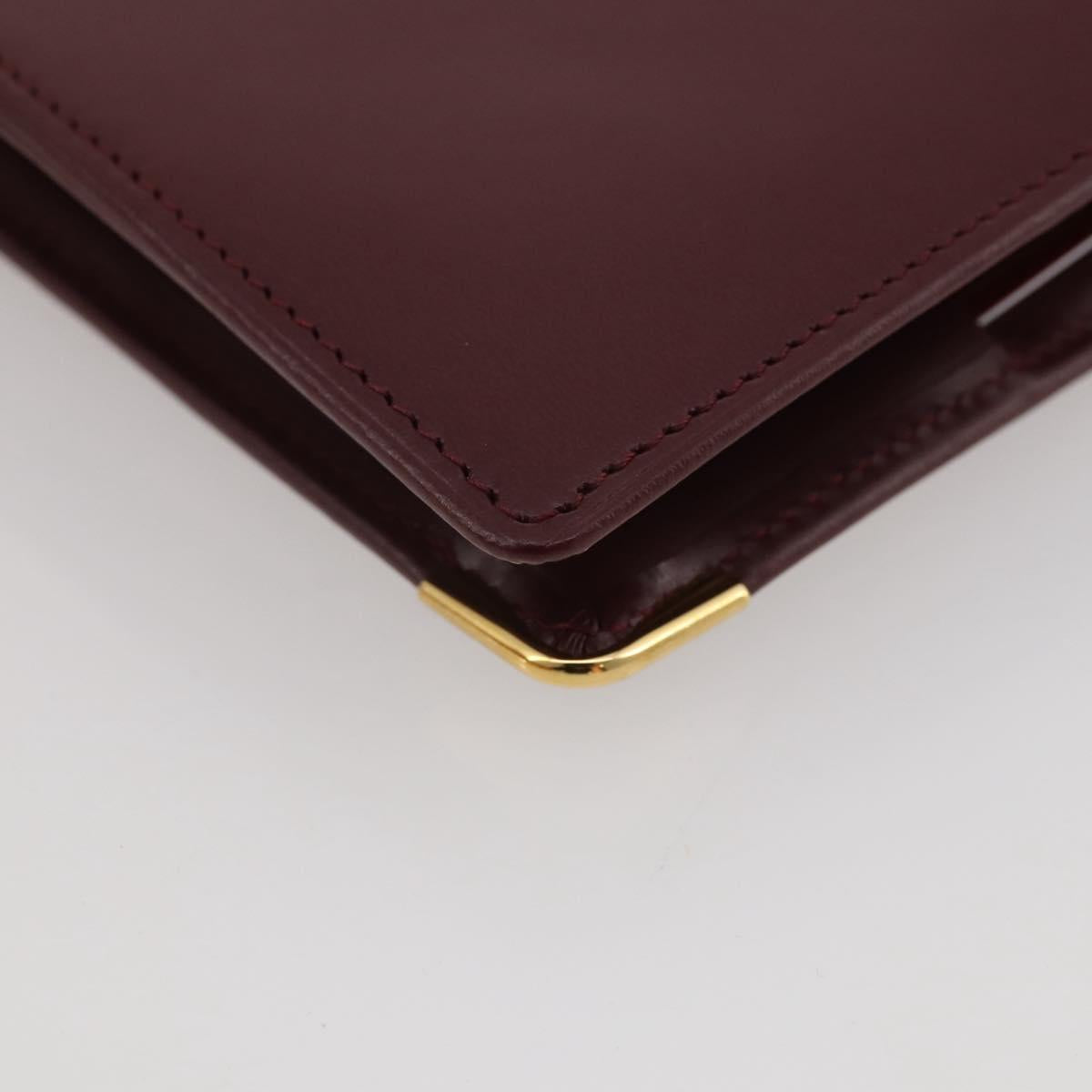 CARTIER Must Line Compact Wallet Leather Bordeaux Gold Auth 204769V