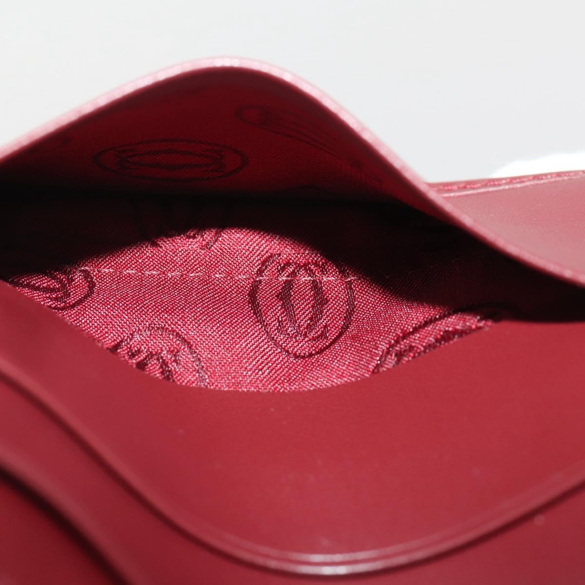 CARTIER Must Line Compact Wallet Leather Bordeaux Gold Auth 204769V