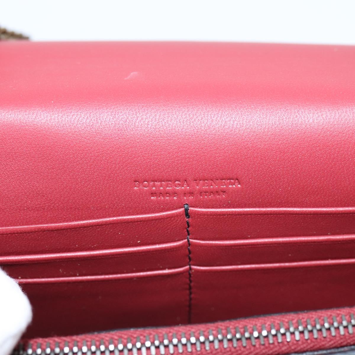 Bottega Veneta Chain Shoulder Wallet Leather Orange Gold Auth 204771V