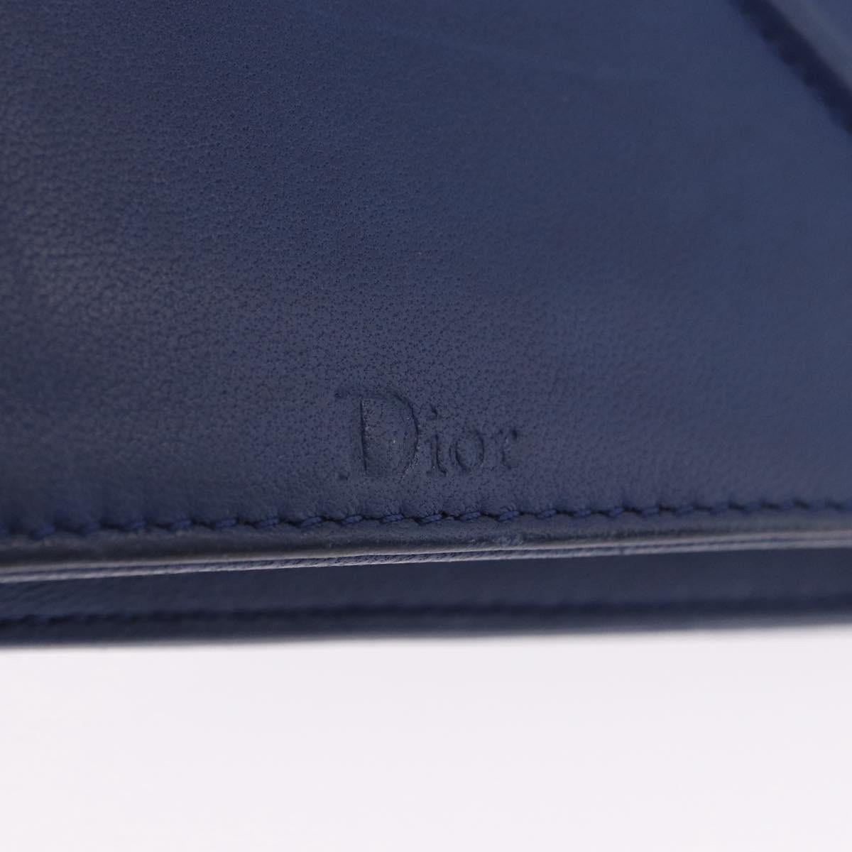 Christian Dior Diorama Chain Shoulder Bag Leather Blue Silver Auth 204772V
